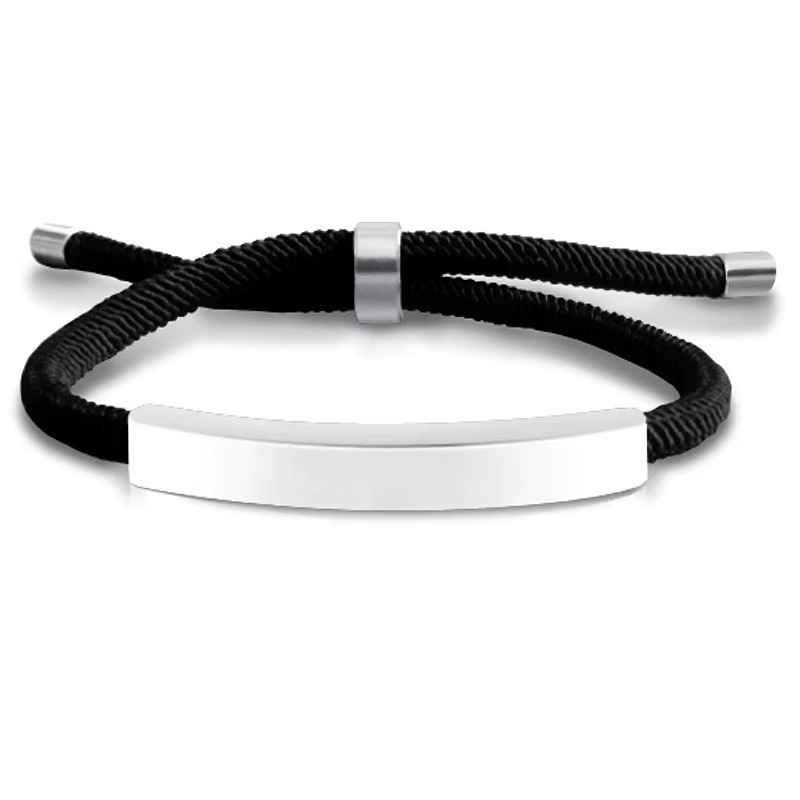 Image Steel & Black Cord Bracelet
